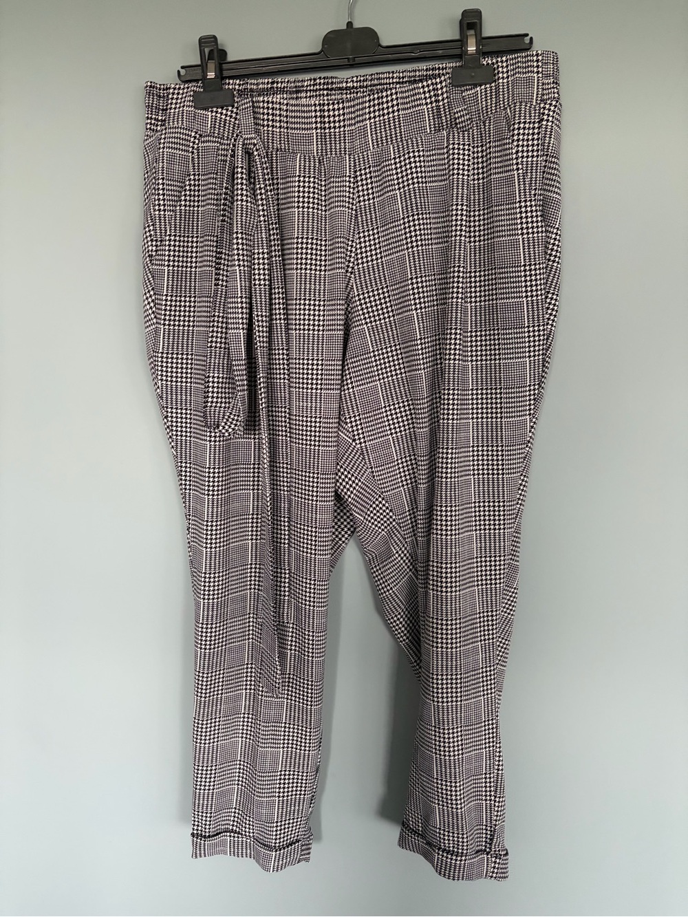 torrid Black & White Plaid Tie-Waist Cropped Pants